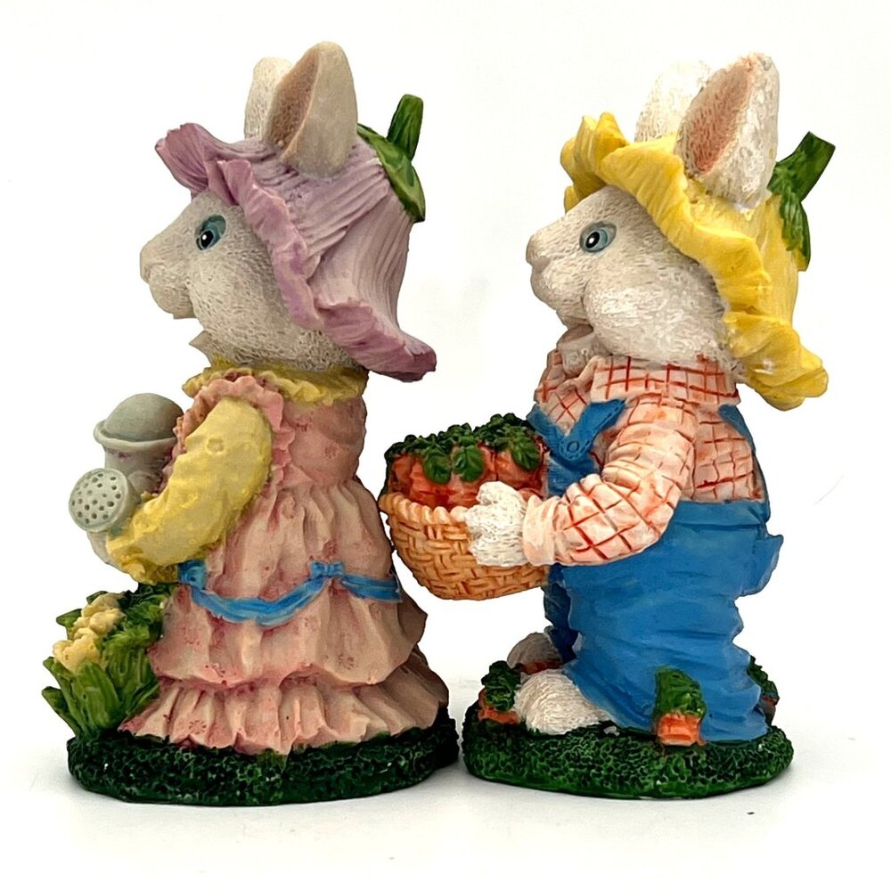 Vintage 1998 Easter Bunny Rabbit Couple Figurines Gardeners D.M.E. Inc. Dallas - Picture 3 of 10